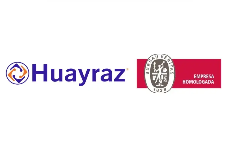 Logo de Huayraz junto al sello de empresa homologada por Bureau Veritas