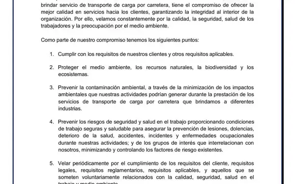 Documento de política corporativa de Huayraz