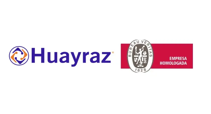 Logo de Huayraz junto al sello de empresa homologada por Bureau Veritas